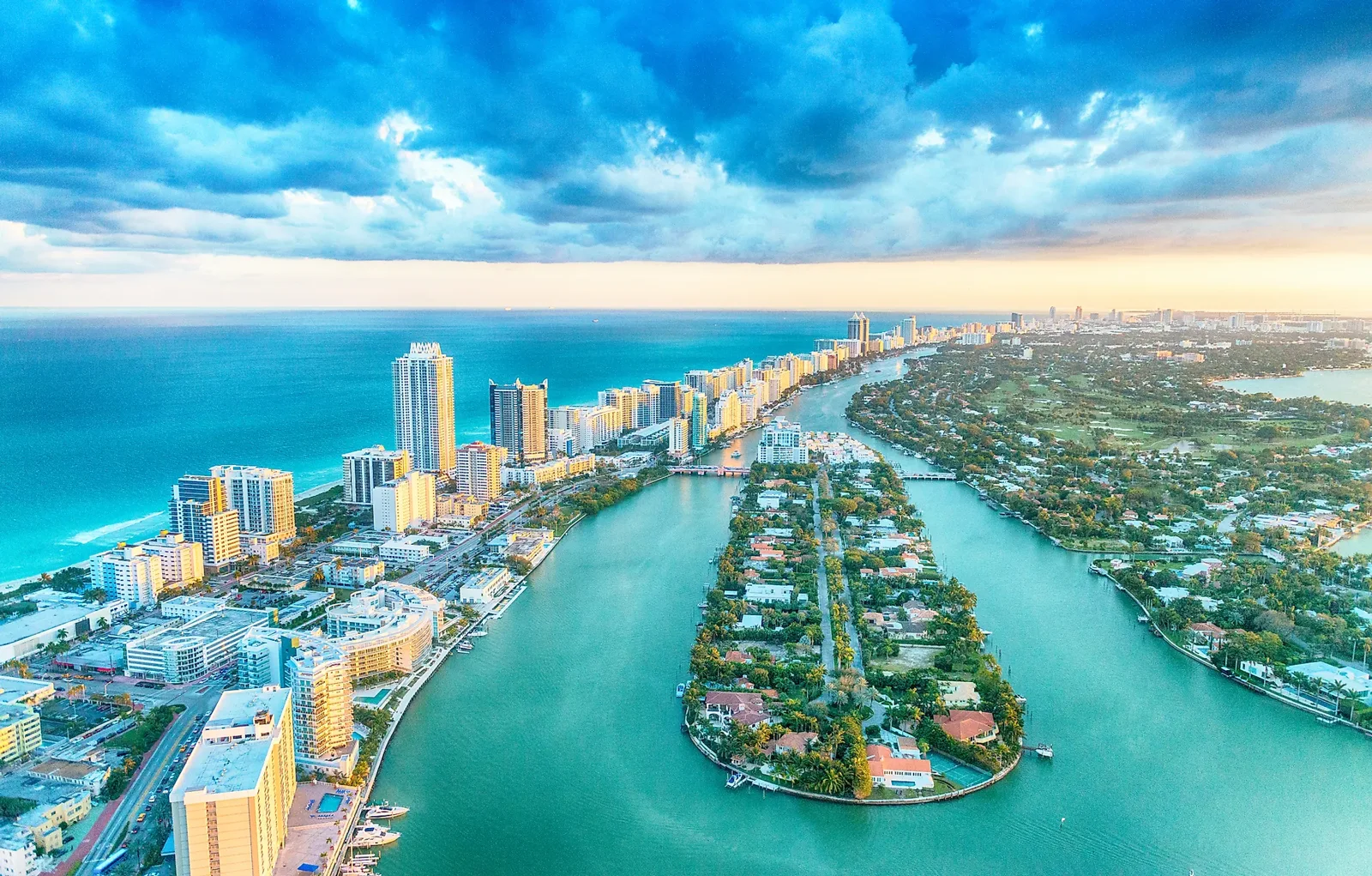 Miami Beach coastline and waterfront neighborhoods